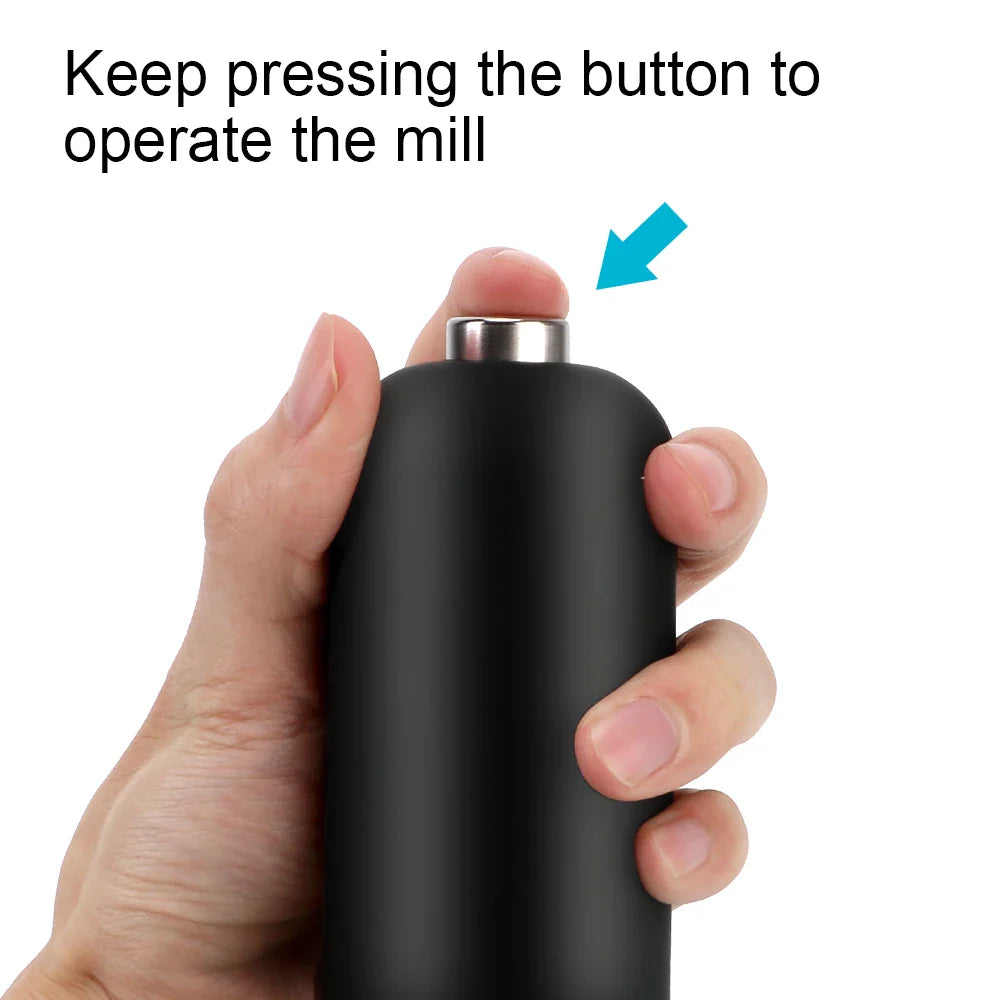 Electric Spice Grinder with LED Light Automatic Pepper & Salt Mill Black