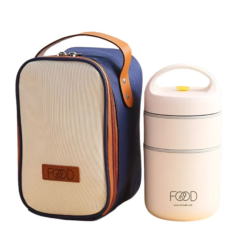 Stainless Steel Thermal Lunch Box with Insulated Bag