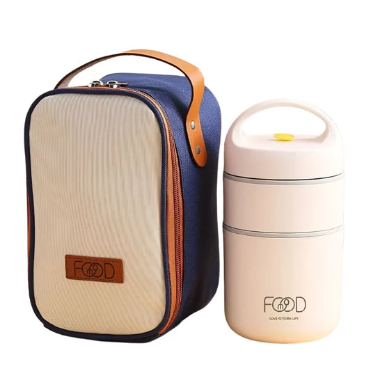 Stainless Steel Thermal Lunch Box with Insulated Bag