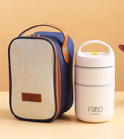 Stainless Steel Thermal Lunch Box with Insulated Bag