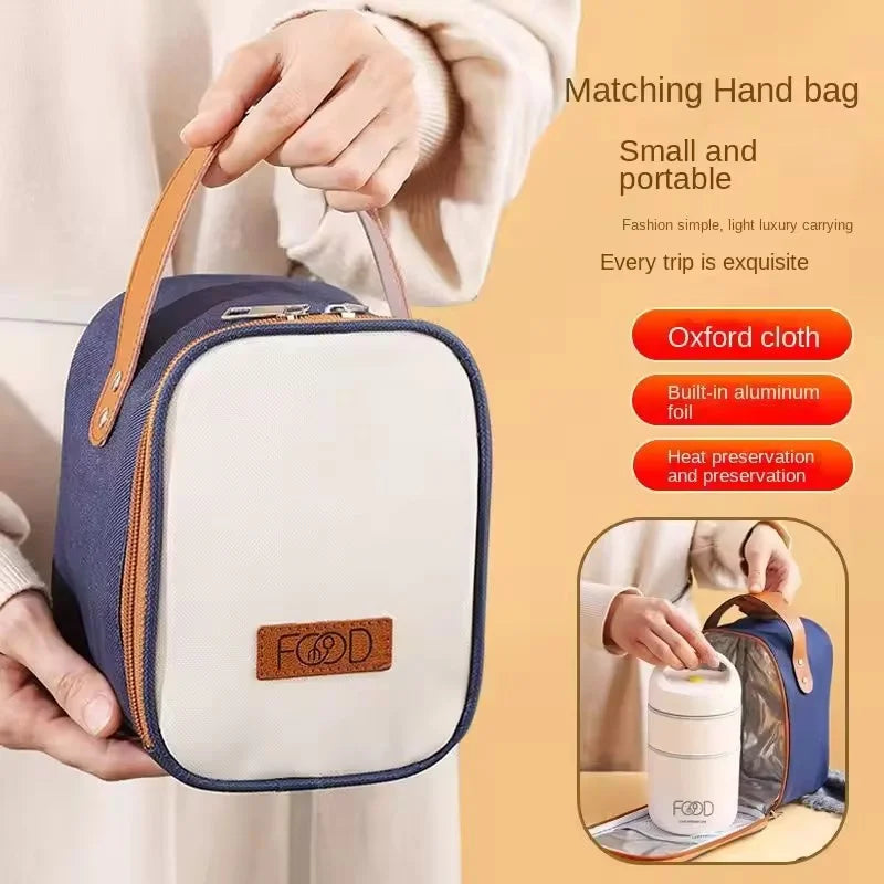 Stainless Steel Thermal Lunch Box with Insulated Bag