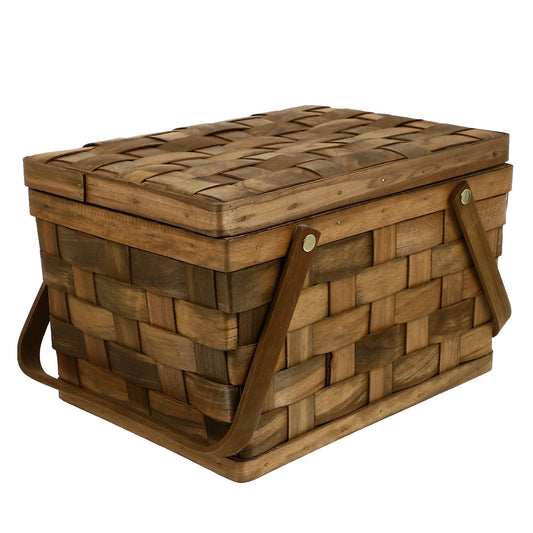 Wooden Woven Large Capacity Picnic Storage Basket
