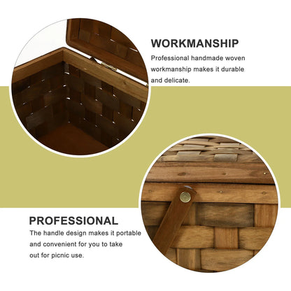 Wooden Woven Large Capacity Picnic Storage Basket