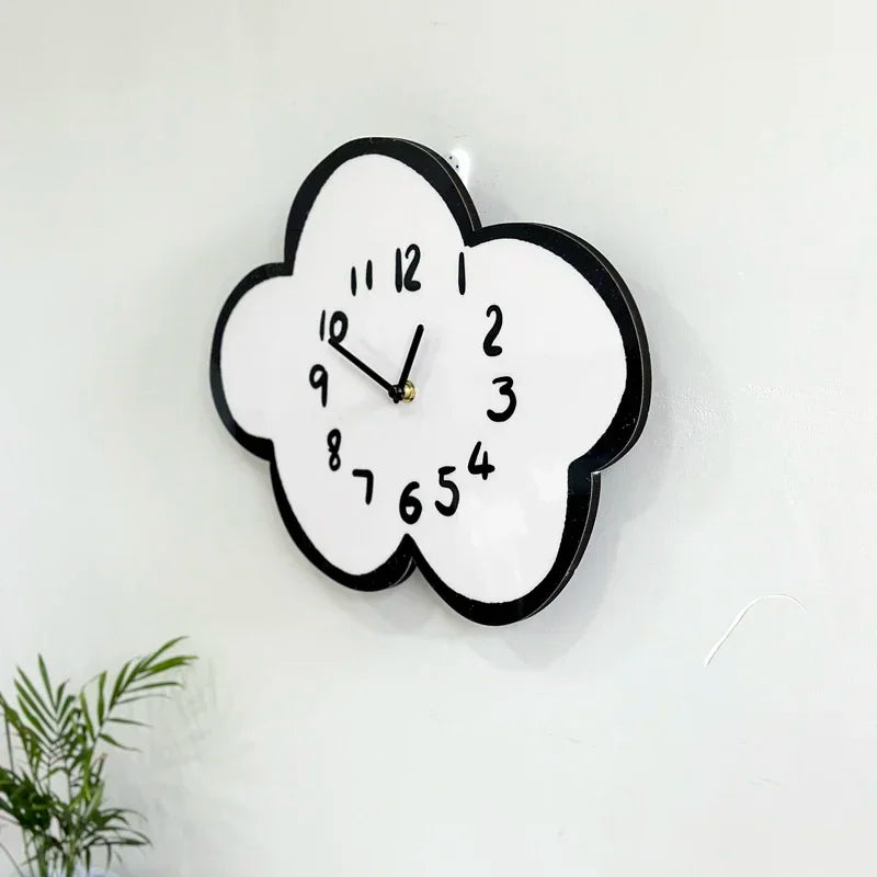 Swaying Cloud Cartoon Mute Wall Clock White