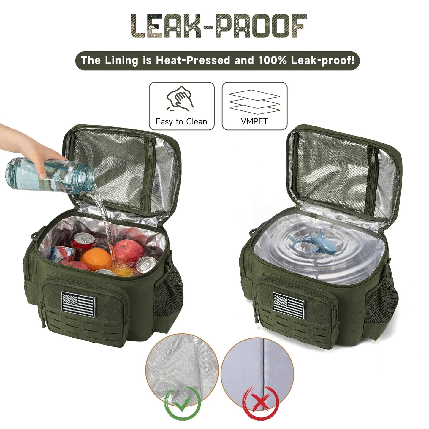 Tactical Lunch Box Heavy Duty Cooler Bag (Green)