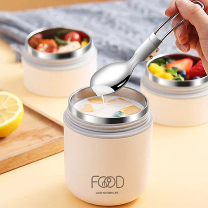 680ml Stainless Steel Thermal Porridge Cup Insulated Lunch Box White