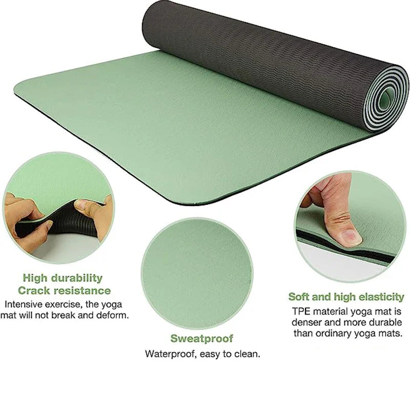 Non-Slip TPE Yoga Mat - 6mm Thick