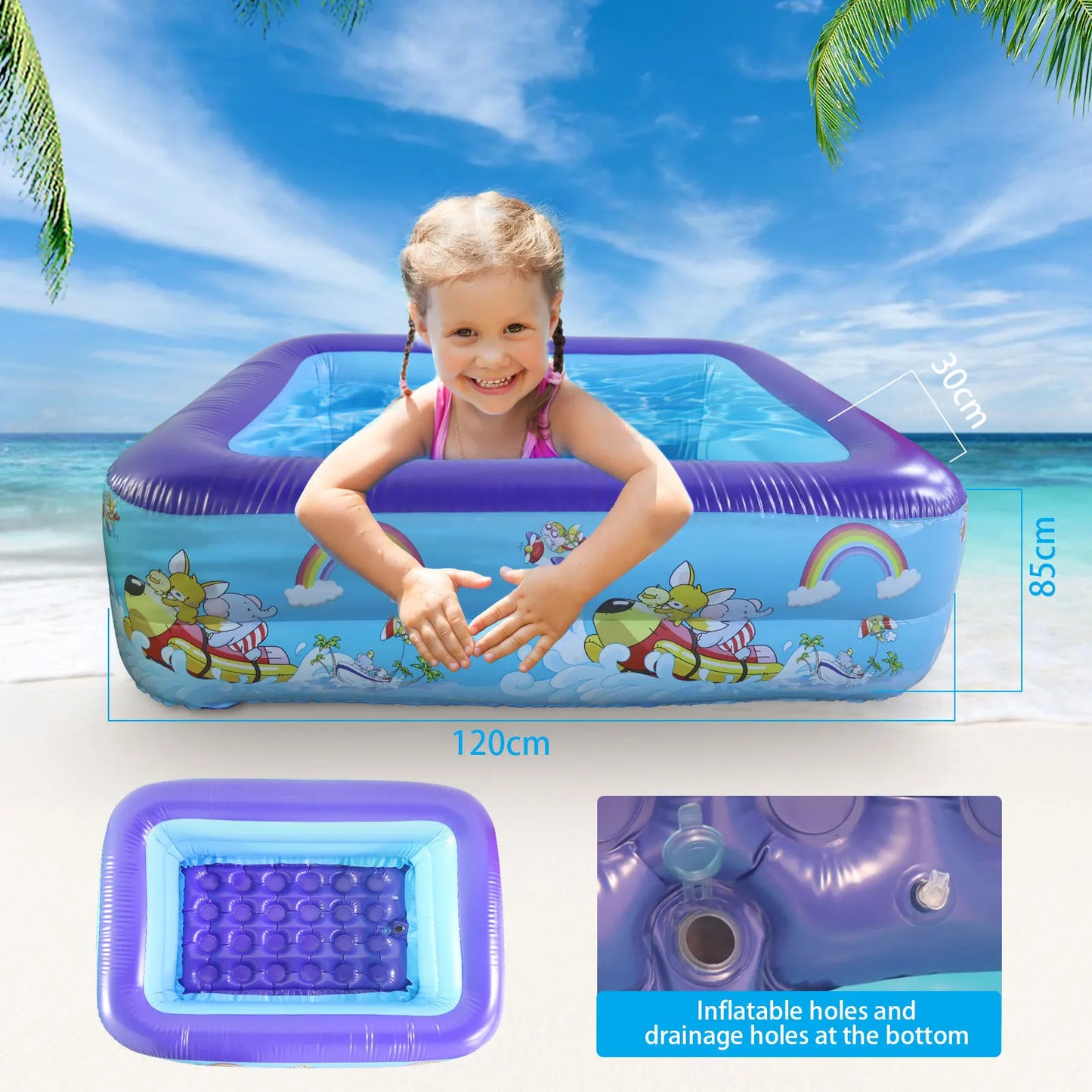 Inflatable Swimming Pool for Kids (Blue)