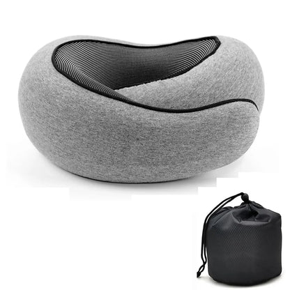 Memory Foam U Shaped Travel Neck Pillow Snail Style Dark Grey