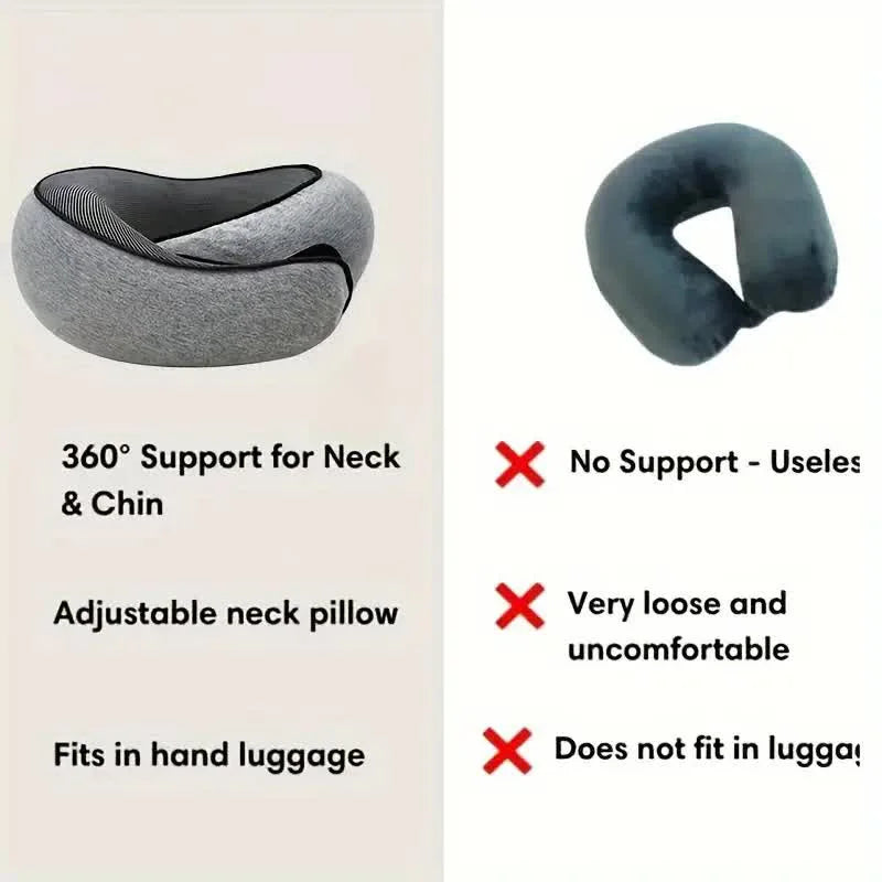 Memory Foam U Shaped Travel Neck Pillow Snail Style Dark Grey