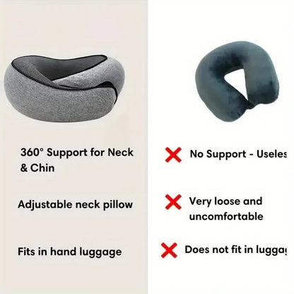 Memory Foam U Shaped Travel Neck Pillow Snail Style Dark Grey