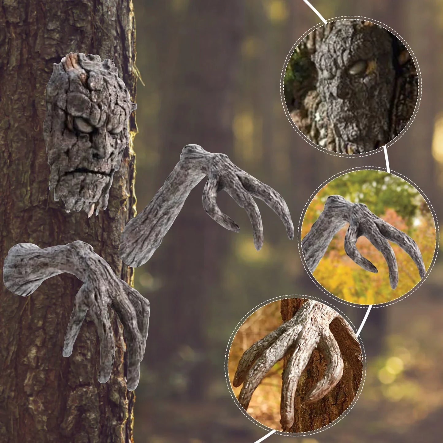 Halloween Tree Demon Face Garden Statue
