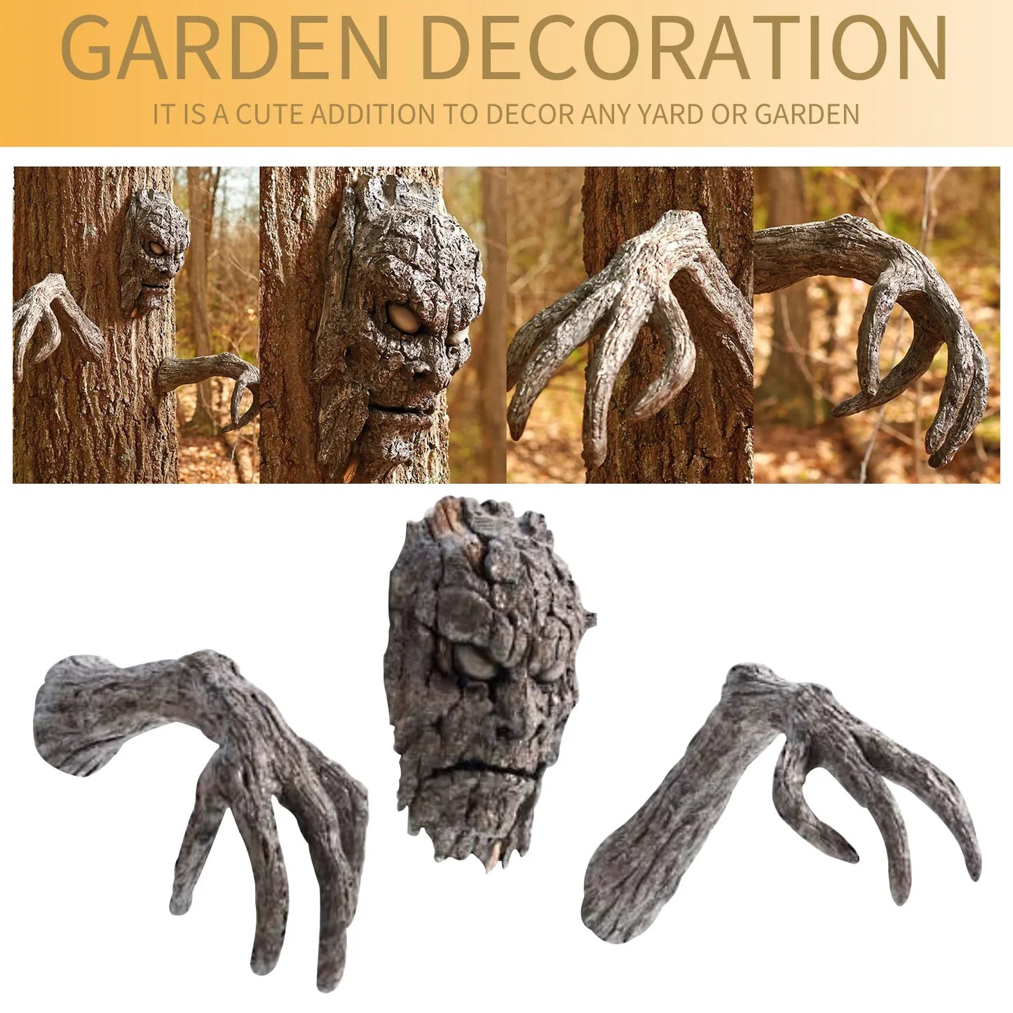 Halloween Tree Demon Face Garden Statue