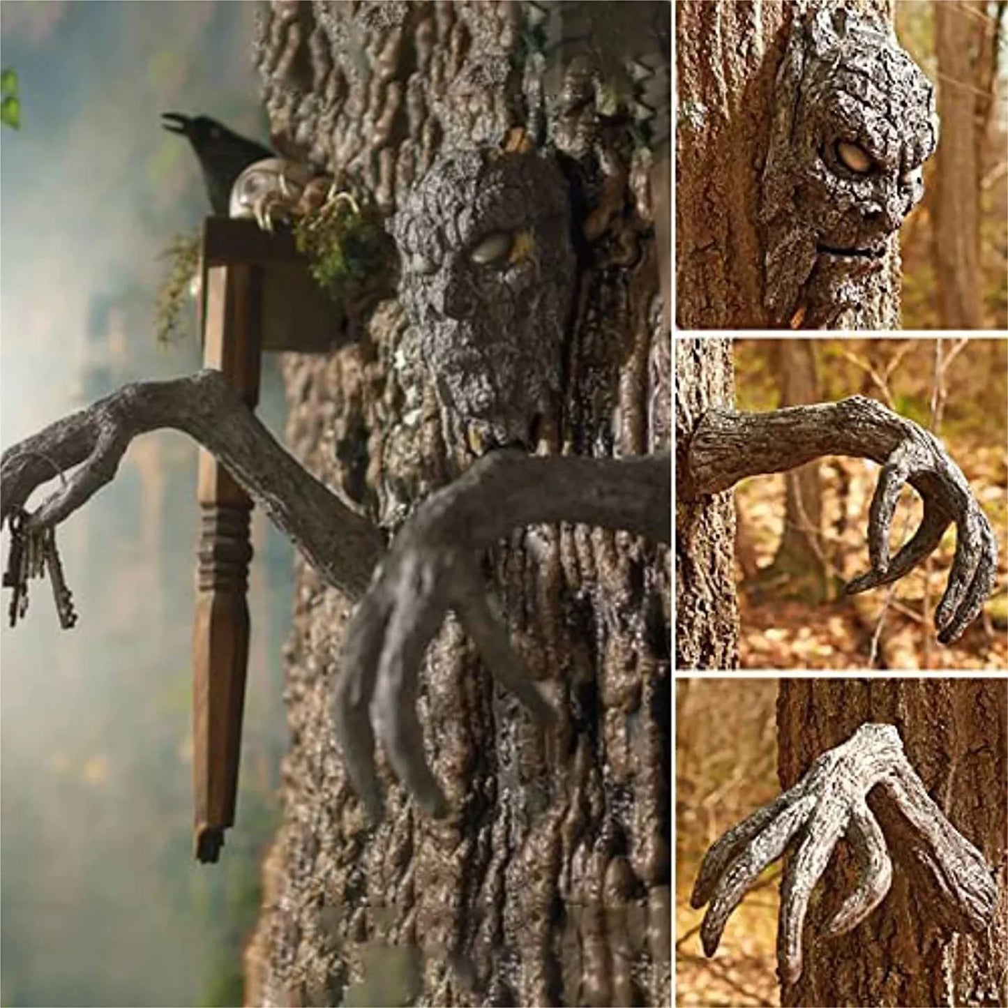 Halloween Tree Demon Face Garden Statue