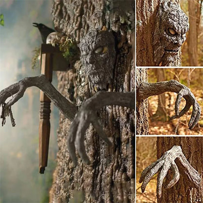 Halloween Tree Demon Face Garden Statue