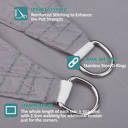Premium Triangle Sun Shade Sail with Ropes (Grey)