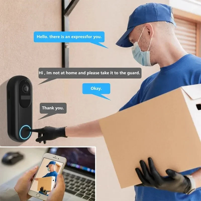 Smart Video Doorbell Wireless Waterproof Night Vision (1080P)