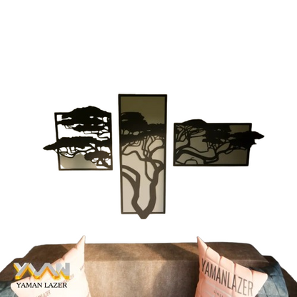 Modern 3-Pieces Wooden Wall Art