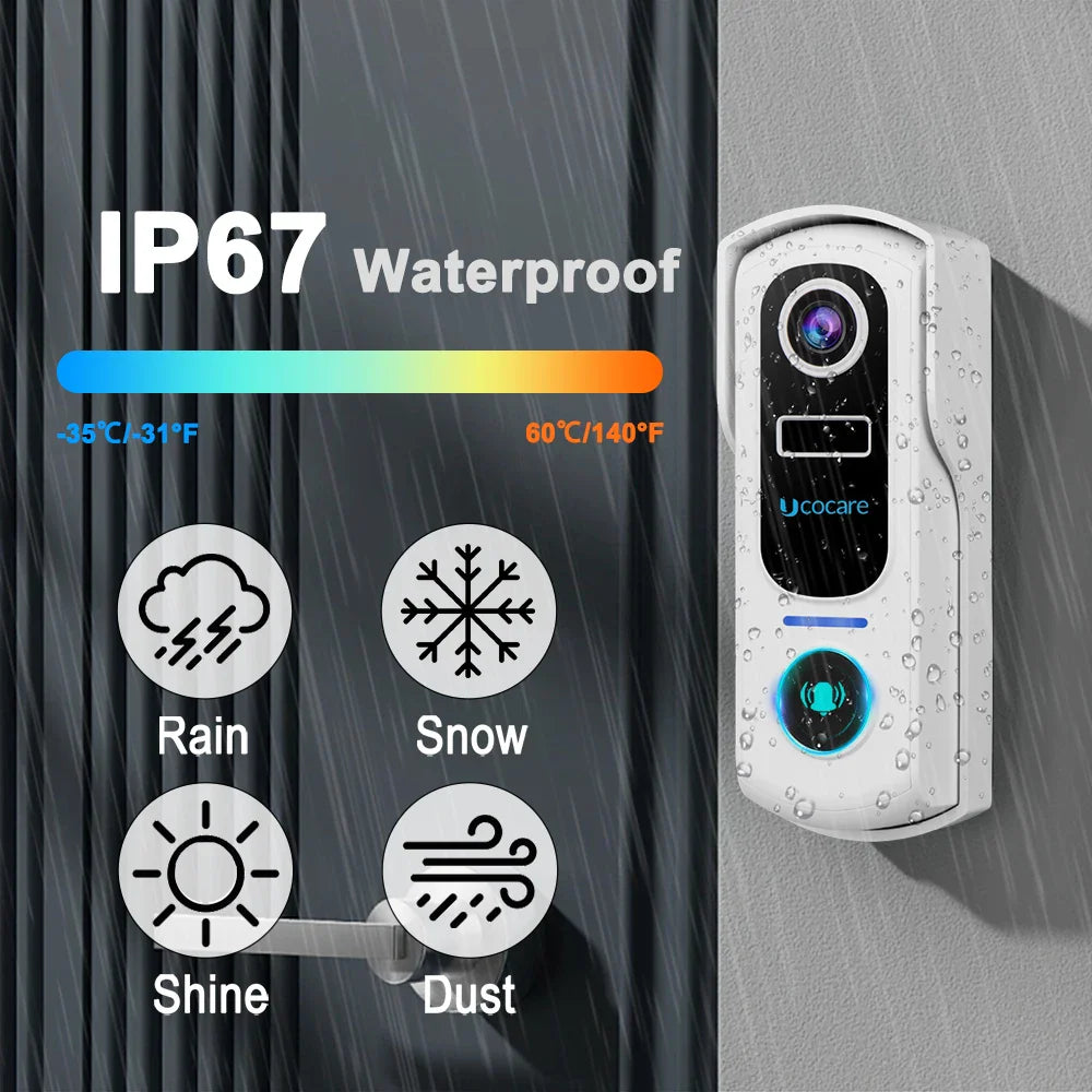 2K Wireless Video Doorbell with Chime