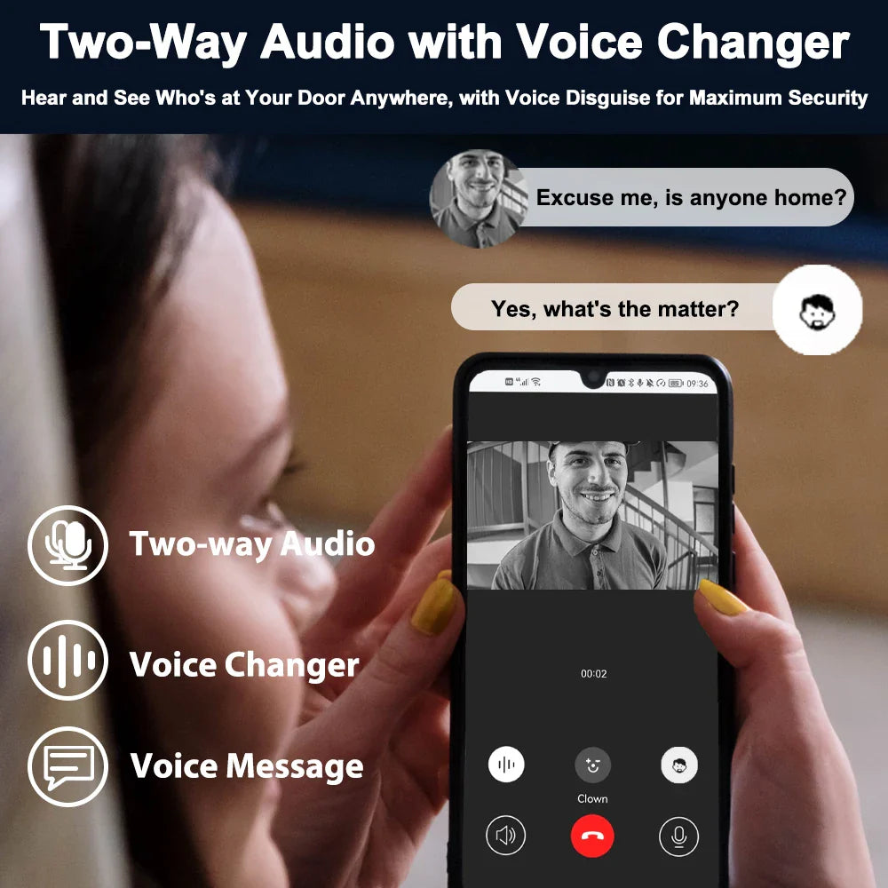 2K Wireless Video Doorbell with Chime