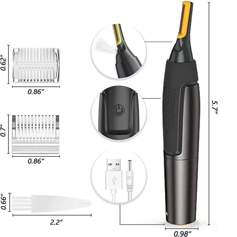 Ultra-Thin Precision Trimmer USB Rechargeable Mini Portable Black