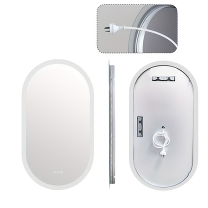 1-Piece Oval Backlit LED Bathroom Mirror with Anti-Fog