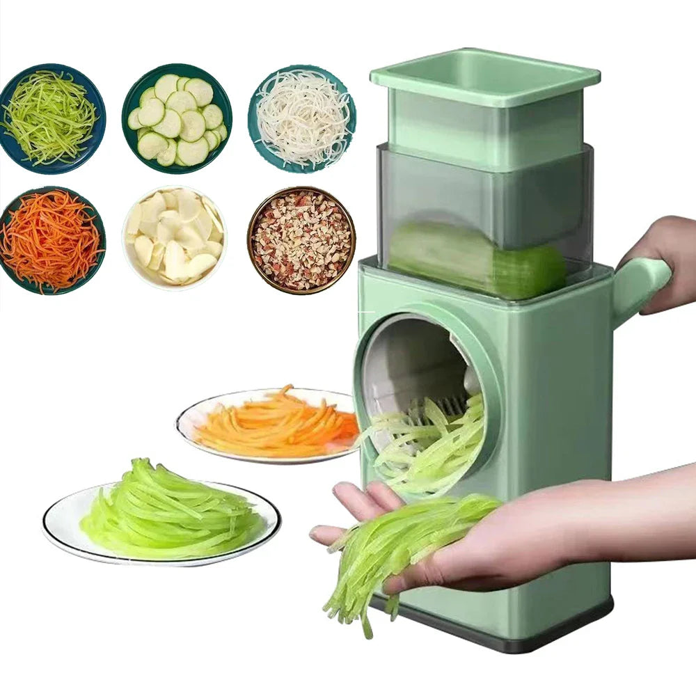 Drum Vegetable Cutter Hand-Crank Food Slicer Grater Processor