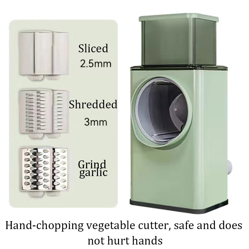 Drum Vegetable Cutter Hand-Crank Food Slicer Grater Processor