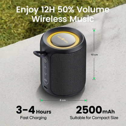Outdoor Bluetooth Speaker Waterproof with Bass Boost (Black)