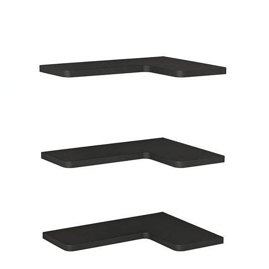Contemporary Black Corner Floating Shelves - Set of 3