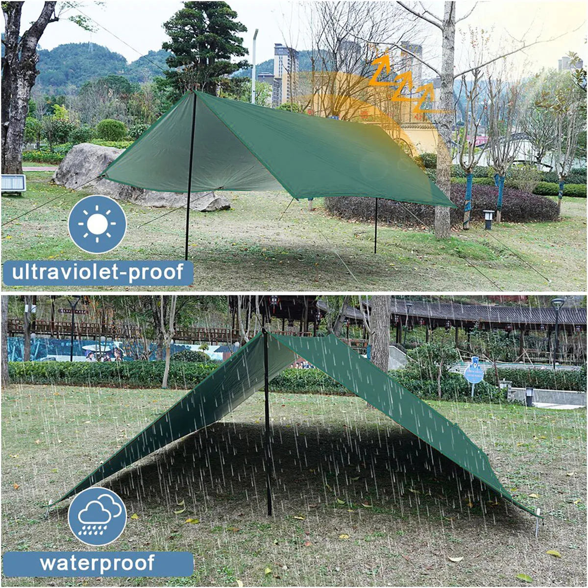 Waterproof Camping Tarp Sunshade UV Protection Tent (Green)