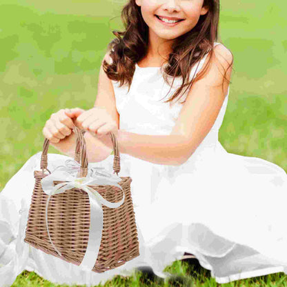 Portable Woven Delicate Rattan Flower Basket