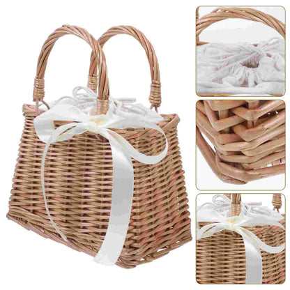Portable Woven Delicate Rattan Flower Basket