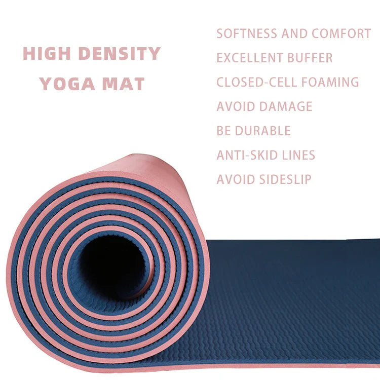 TPE Yoga Mat with Posture Lines & Strap