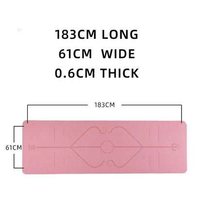 TPE Yoga Mat with Posture Lines & Strap