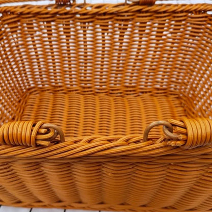 Handwoven Rattan Picnic Basket with Handle