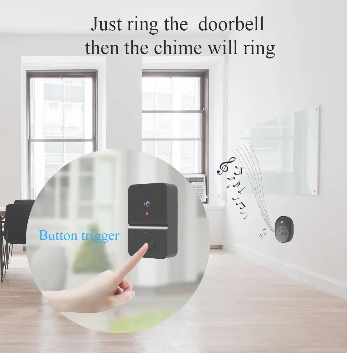 Wireless Doorbell WiFi Camera with Night Vision & Voice Intercom