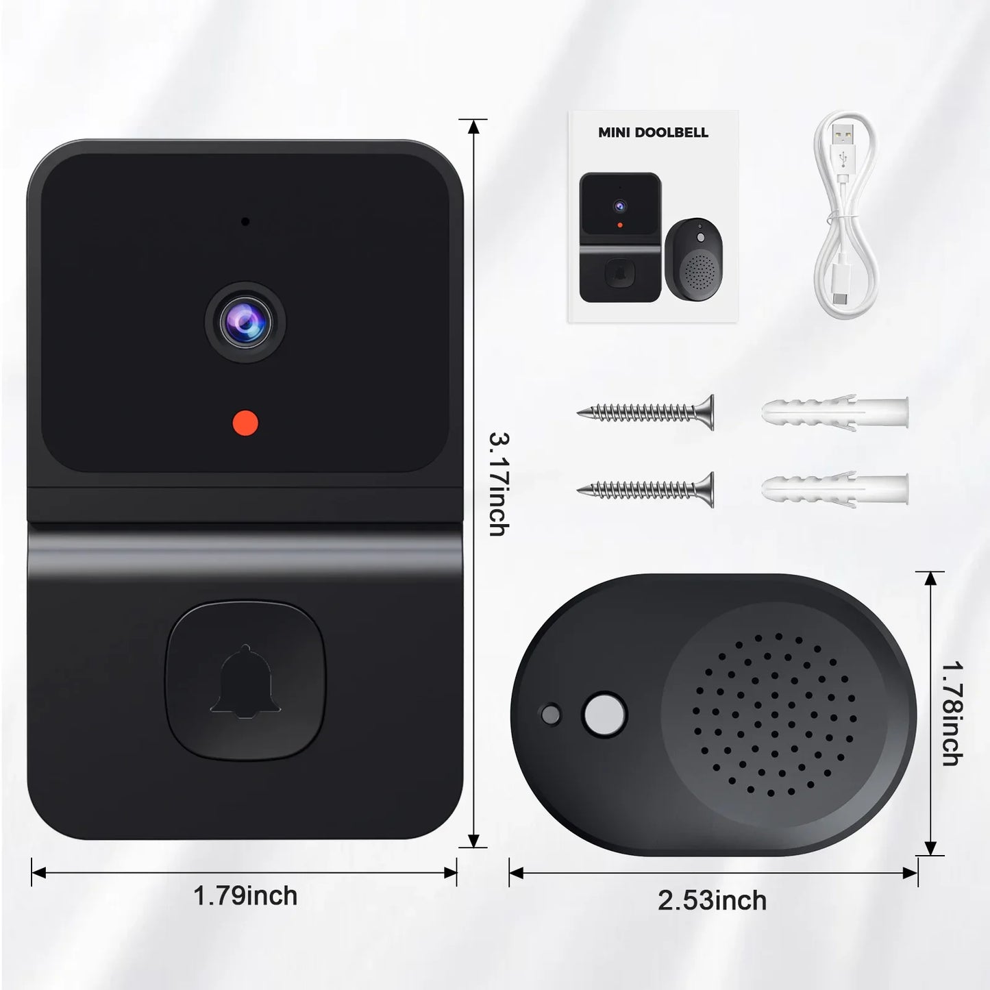 Wireless Doorbell WiFi Camera with Night Vision & Voice Intercom