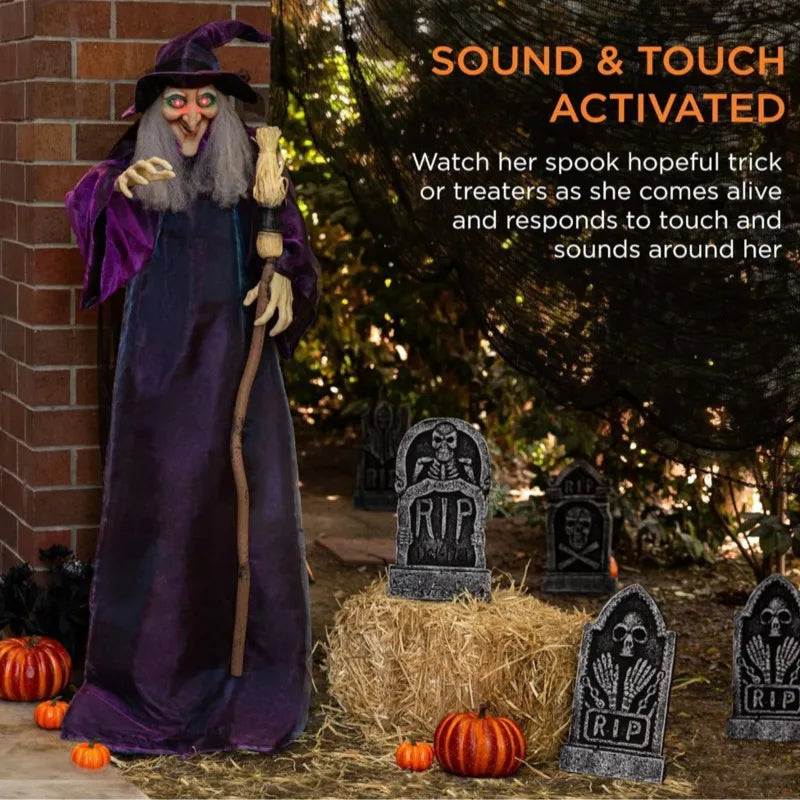 Voice-Activated Glowing Witch Ghost Halloween Decor