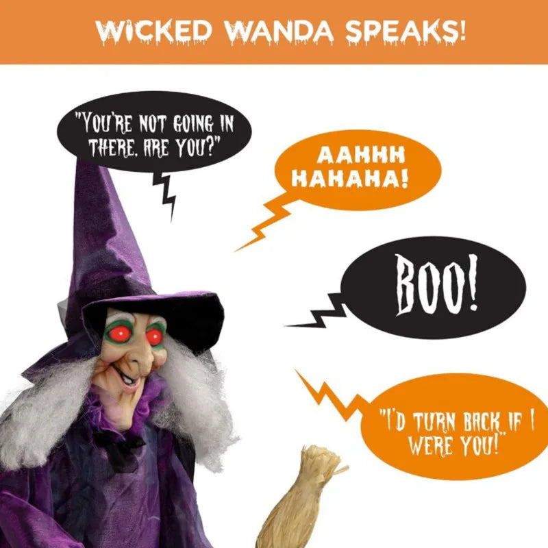 Voice-Activated Glowing Witch Ghost Halloween Decor