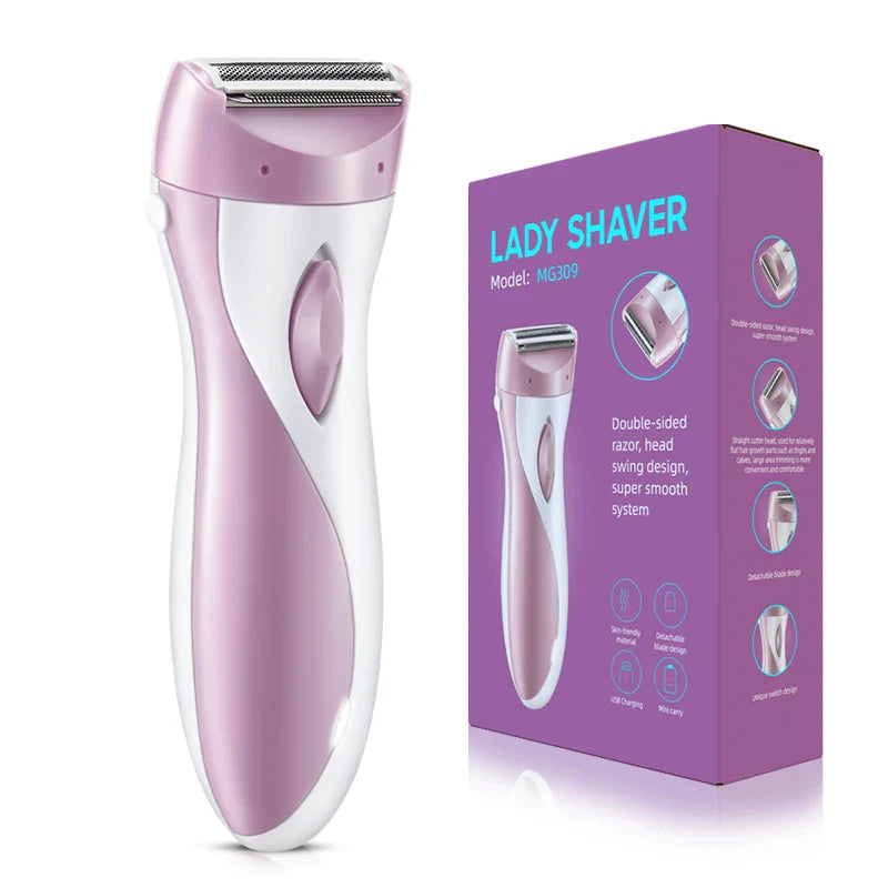 USB Rechargeable Women’s Electric Razor Full-Body Hair Removal  Pink