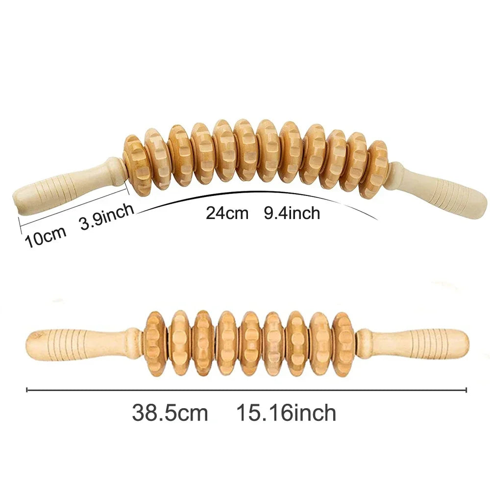 Wooden Therapy Massage Roller – 2-Piece Set