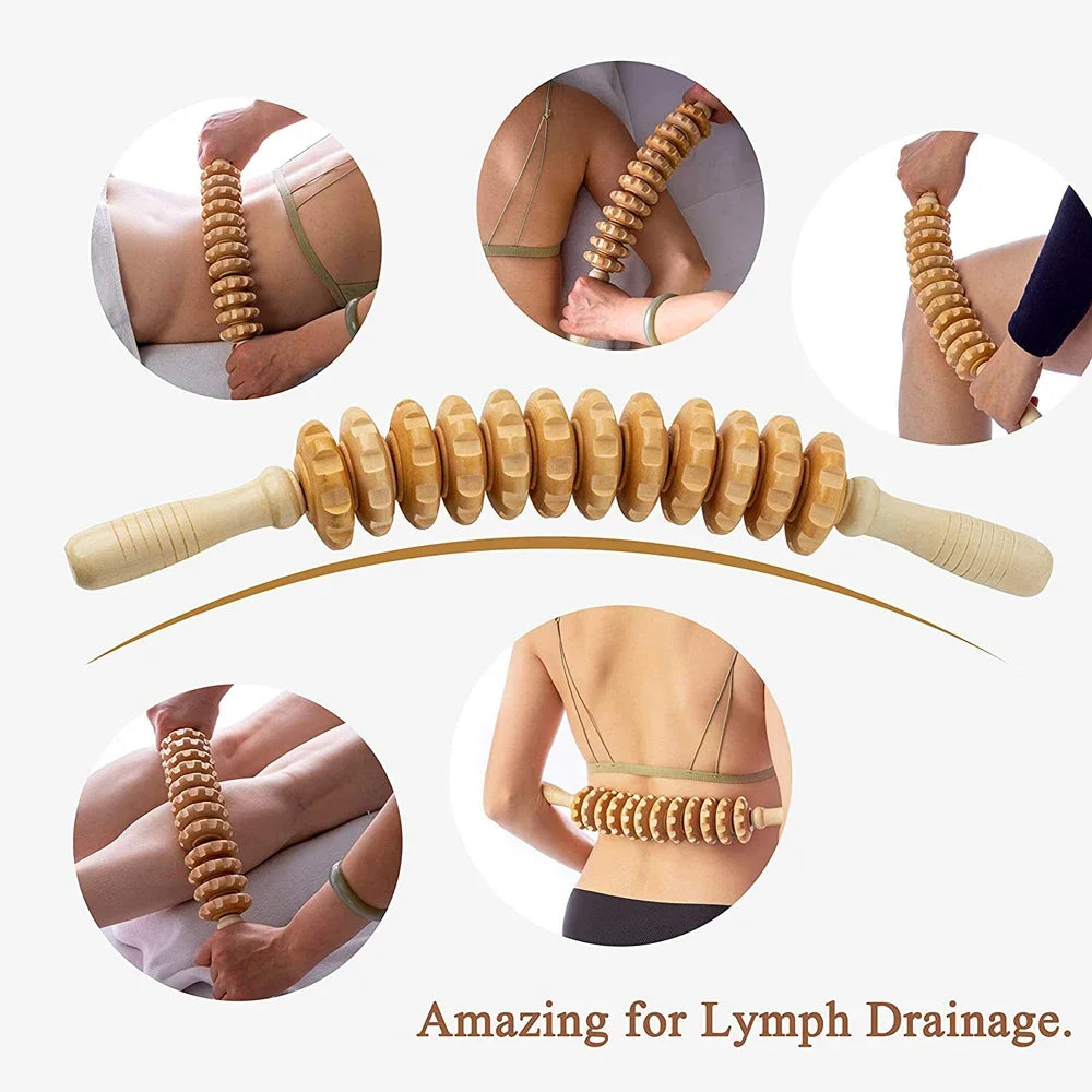 Wooden Therapy Massage Roller – 2-Piece Set