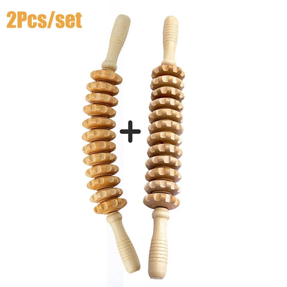 Wooden Therapy Massage Roller – 2-Piece Set