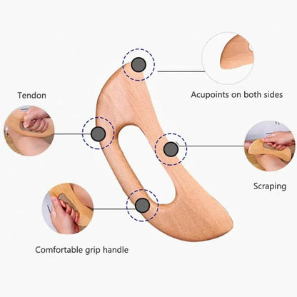 2pcs Wooden Gua Sha Scraping Massage Tool Beech Wood Natural