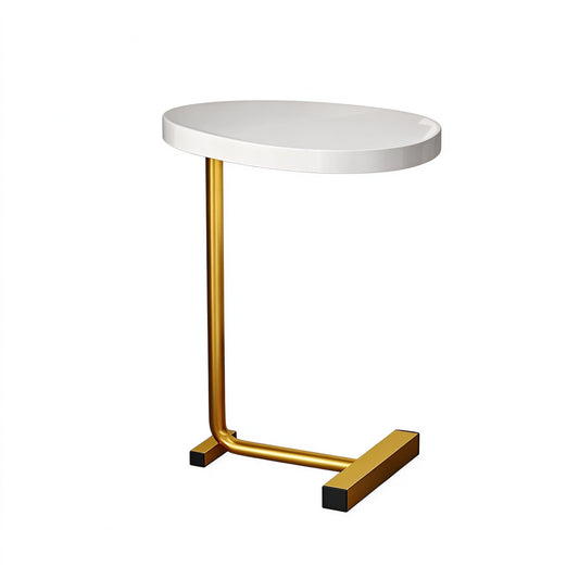 Casual White and Golden Small Coffee Table with Lightweight Design
