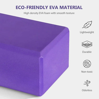 Yoga Block & Strap Set EVA Foam Non-Slip Blocks (Purple)