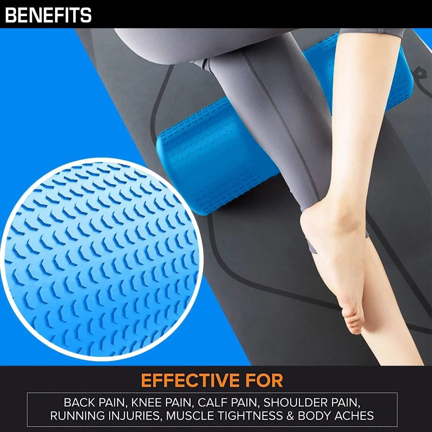 High-Density EVA Yoga Foam Roller Self Massage (Blue)