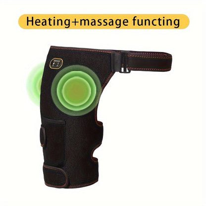 USB-Powered Heated Hip & Thigh Support Brace with Vibration Massage(Black)