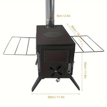 Portable Wood Burning Tent Stove - Black